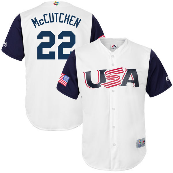 customized Men USA Baseball #22 Andrew McCutchen Majestic White 2017 World Baseball Classic Replica Jersey->->MLB Jersey